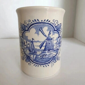 English Ironstone Tableware Cup Glass, EUC, windmill scene